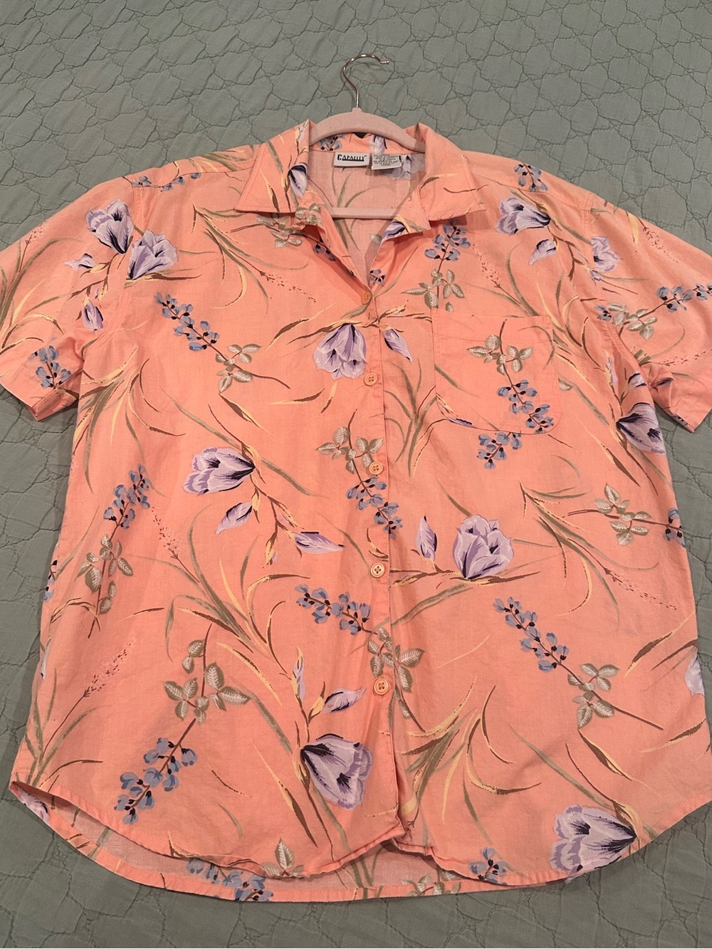 Vintage “Hawaiian” shirt Casual Floral Button-Up Shirt - Peach